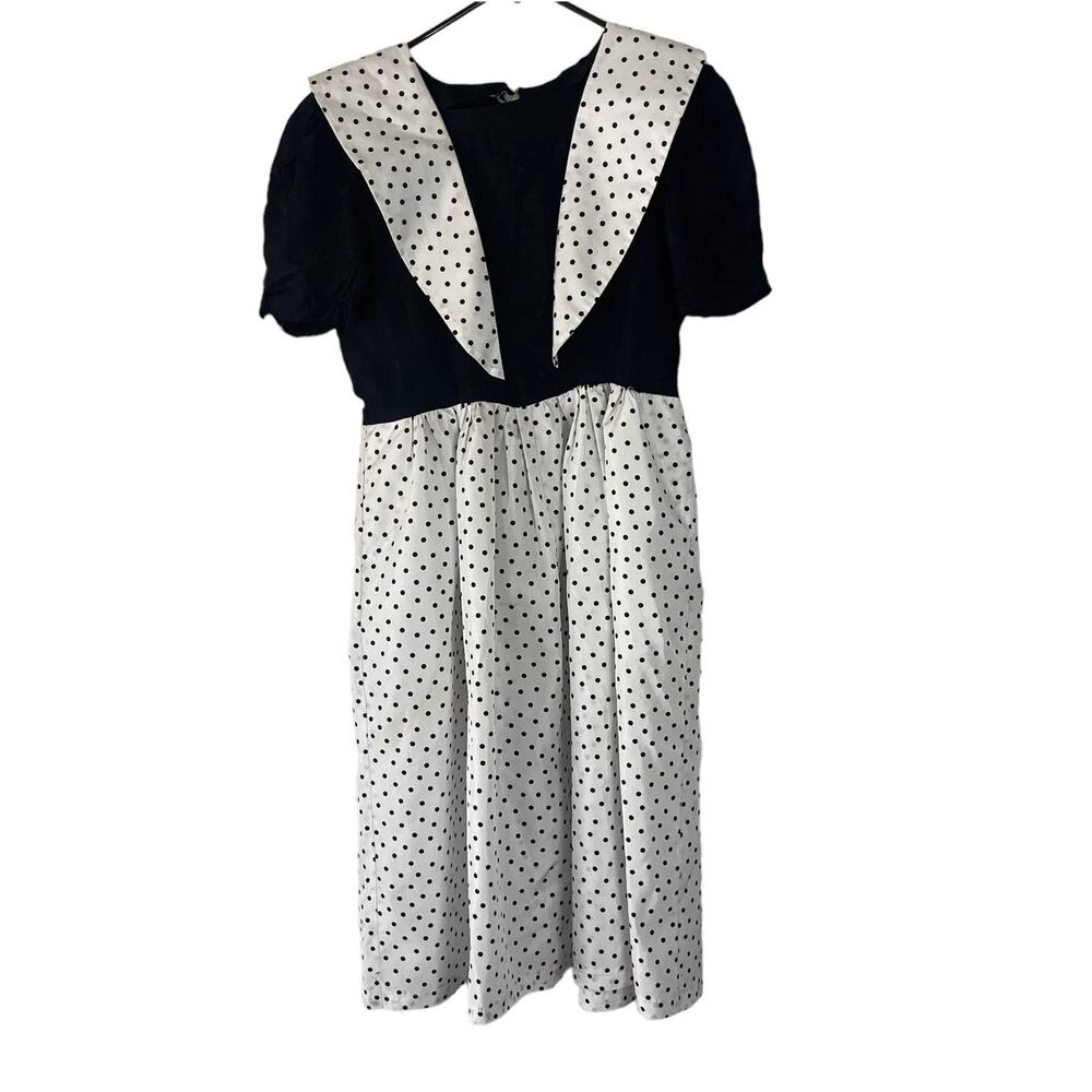 Halloween Women's Size Medium Pin Up Black White Polka‎ Dot Costume Dress